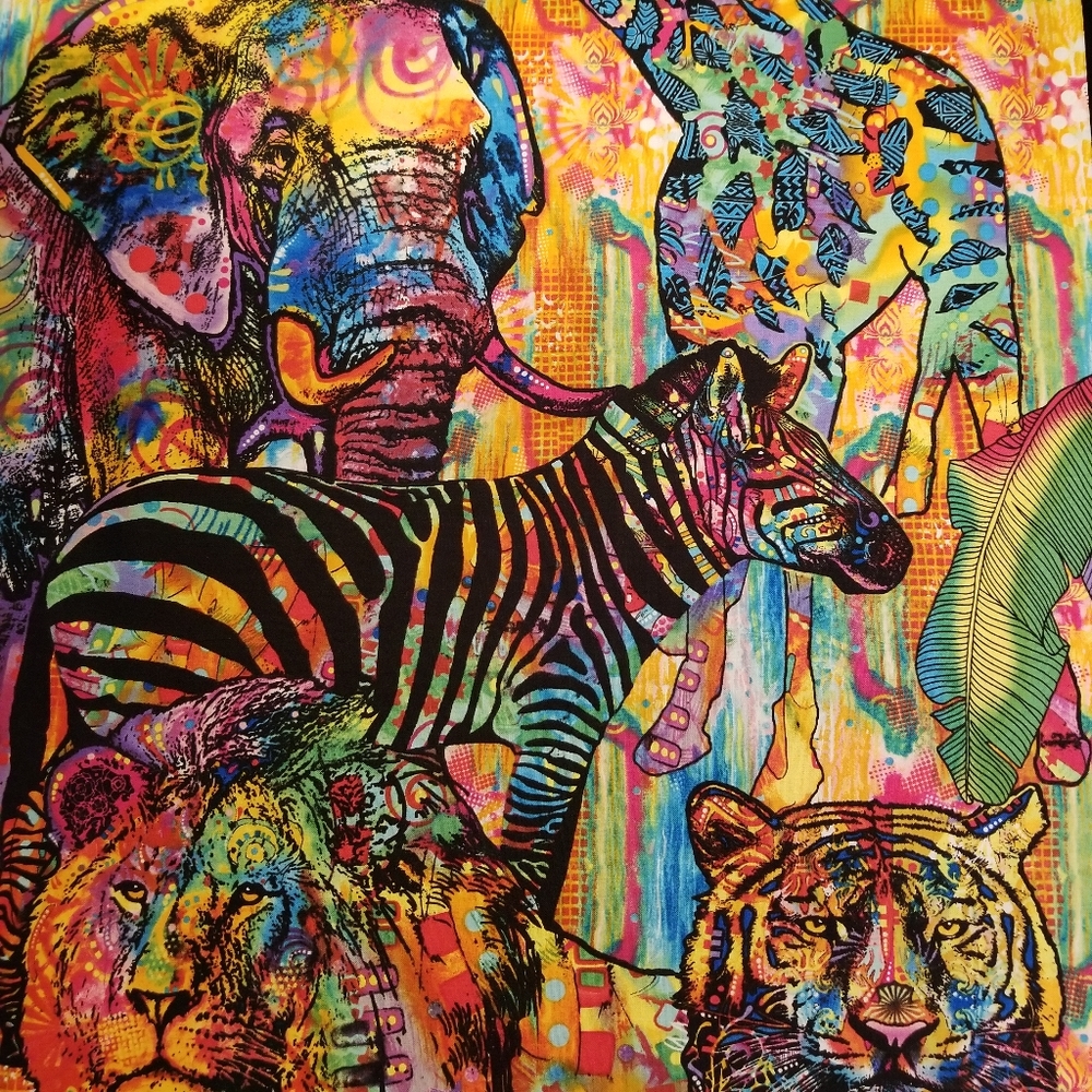 Handmade Colorful Animal Scene Chair Throw with Pillows Set